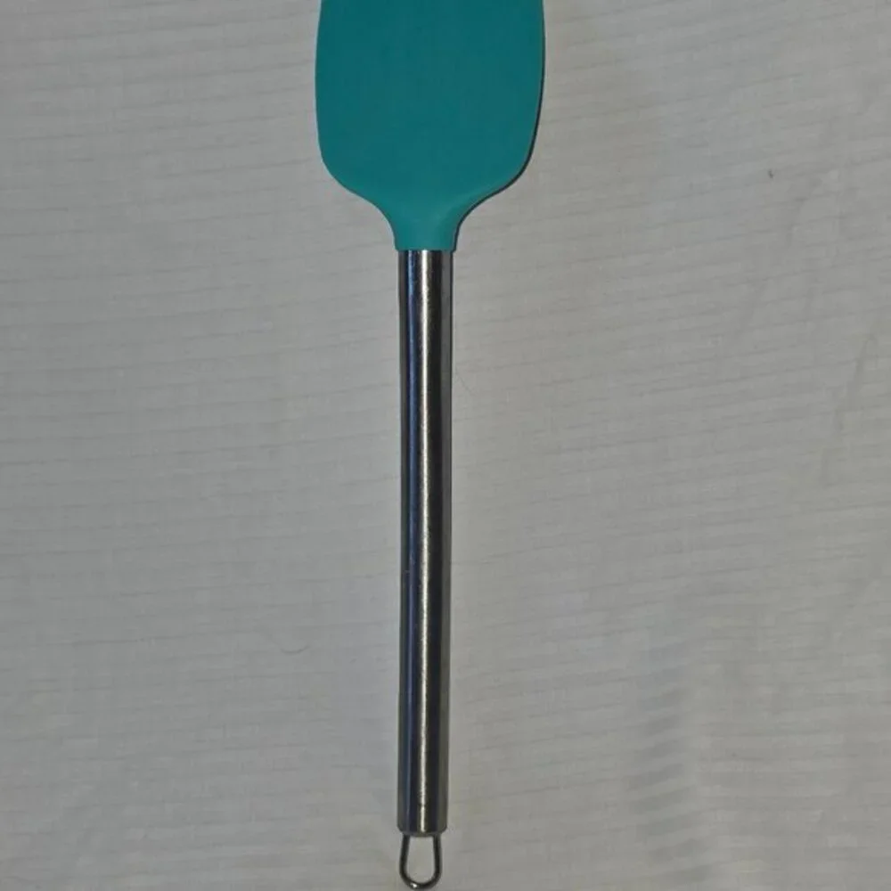 Teal blue silicone rubber spatula and stainless steel handle‎ turner flipper